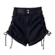 thumbnail image 1 of Pantalones cortos de cintura alta para mujer Cordón lateral Versátil Ajuste delgado Pantalones cortos casuales para mujer para verano Negro M, 1 of 12