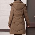 thumbnail image 7 of Women's Long Winter Coat, Thermal Lined Quilted Jacket, Windproof Parka with Hood, Warm Puffer Coat, Mid-Length Winter Jacket, Cold Weather Outerwear, Elegant Winter Parka Coffee, 7 of 7