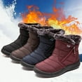 thumbnail image 3 of Waterproof Winter Women Shoes Snow Boots Fur-lined Slip On Warm Ankle, 3 of 12