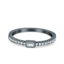 Rose Tone, Simulated Cubic Zirconia Size-8 Half Eternity Baguette Cut Ring Wedding Engagement Band Round CZ 925 Sterling Silver