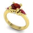 thumbnail image 2 of 2.50 Carat Round Cut Garnet Gemstone Latest 3-Stone Engagement Ring for her 18K Yellow Gold Size 3 by Diamond-Capitals, 2 of 8