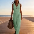 thumbnail image 2 of Tqcoqu Womens Jumpsuits and Rompers Casual Sleeveless V Neck Wide Leg Jumper Romper Beach Vacation Clothes Summer One Piece Outfits,Green,Women's S-XXL, 2 of 6