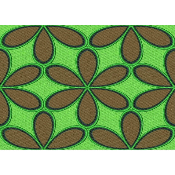 Ahgly Company Indoor Rectangle Patterned Green Apple Green Area Rugs, 3' x 5'