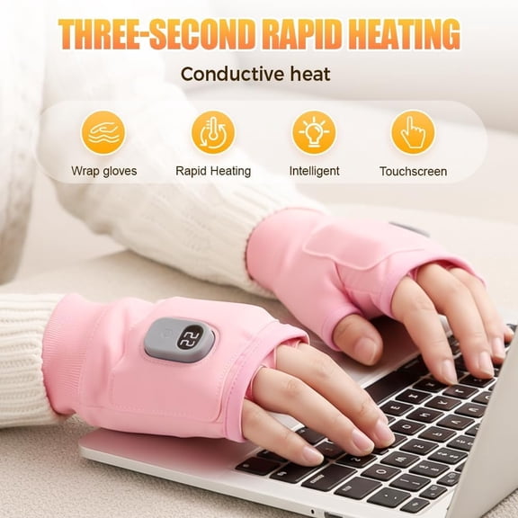 Heated Fingerless Gloves: 2026 New Rechargeable Smart Thermostatic Gloves for Typing, Winter Outdoor Activities(1pcs,D)