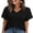 Black, variant on Womens Summer Tops Short Petal Sleeve Shirts Fashion V Neck Womens Clothing White