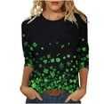 thumbnail image 2 of Odbmxy 3/4 Sleeve Womens Plus Size T Shirts Shamrock St. Paddy's Day Women's Tops Tunic Festivals Leisure Green Loose Shirts, 2 of 5