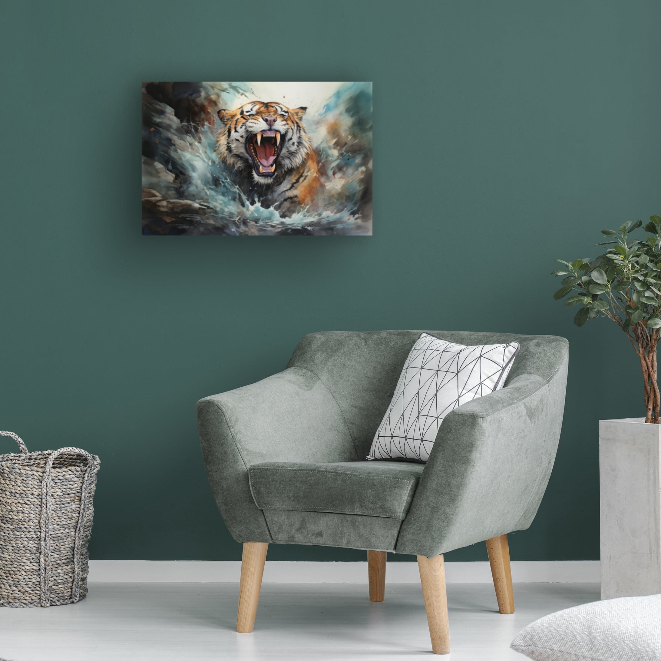 Canvas Wall Art - Momart 'Wild Life Of Predators In Watercolor 1' Wall Art for Living Room, Bedroom, or Office Décor by Trademark Fine Art - 24 x 16 Inches