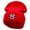 Red, variant on Pawn Chess Piece Embroidered 12 Inch Long Knitted Beanie - Black OSFM