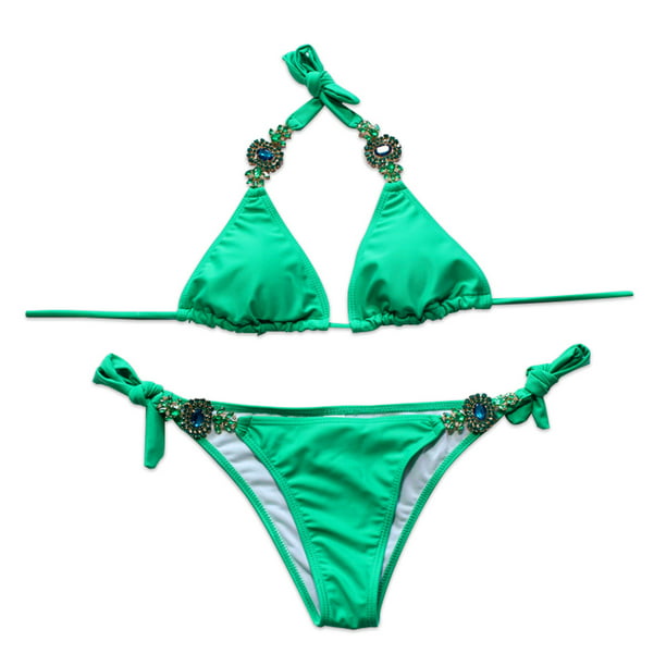 Acappella - Women Diamond Jewel Push Up Bikini Swimsuit Green Medium ...