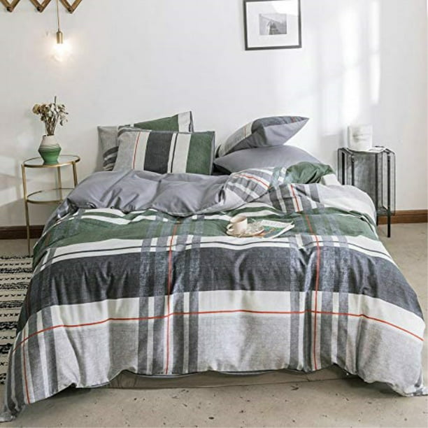 High Luxury Plaid Duvet Cover Queen, Mens Queen Bed Comforter Set
