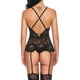 thumbnail image 2 of Conjunto de ropa interior de encaje sexy para mujer Ropa de dormir con cuello halter en V profundo-negro-XL brillar Electrónica, 2 of 3