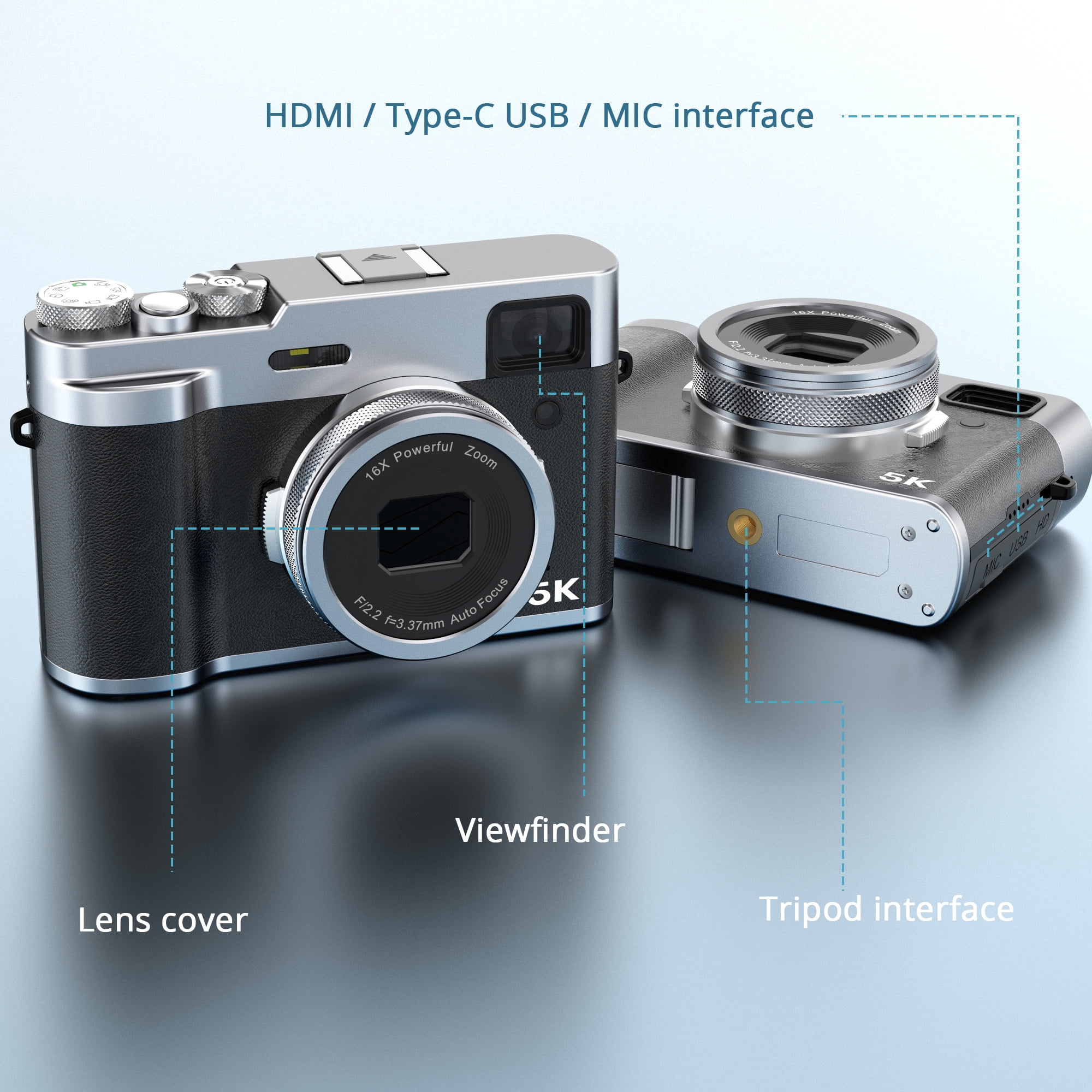 5K Digital Camera for Photography WiFi Autofocus 48MP with Dual