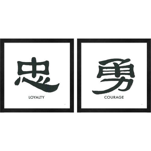 Great Art Now Loyalty & Courage Word by Chris Paschke, 2 Piece Framed Art Set Each 13"W x 13"H