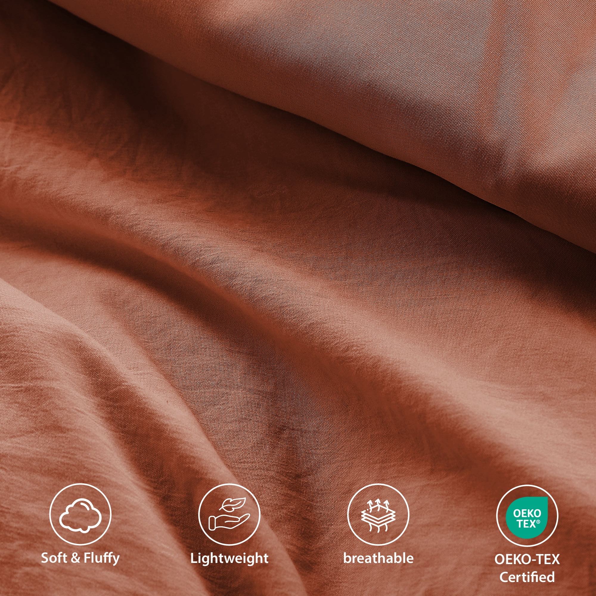 Regency Heights Full/Queen Comforter Set, Boho 3-Piece Pintuck Stitching Bedding Set, Soft Washed Pleated Bed Sets with Pillow Shams, Burnt Orange