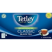 Tetley Naturally Decaffeinated Classic Black Tea, 4.87 Oz. Box Containing 72 Tea Bags - Enjoy Hot Or Iced, A Natural Source Of Antioxidants