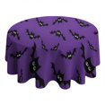 thumbnail image 4 of Purple Halloween Black Bats Round Tablecloth 60"x60",Wrinkle Wipeable Table Cloth for Kitchen Dining Room Picnic Patio Party, 4 of 6