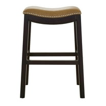 New Ridge Home Goods Julian 25" Faux Leather Counter Height Barstool in Tan