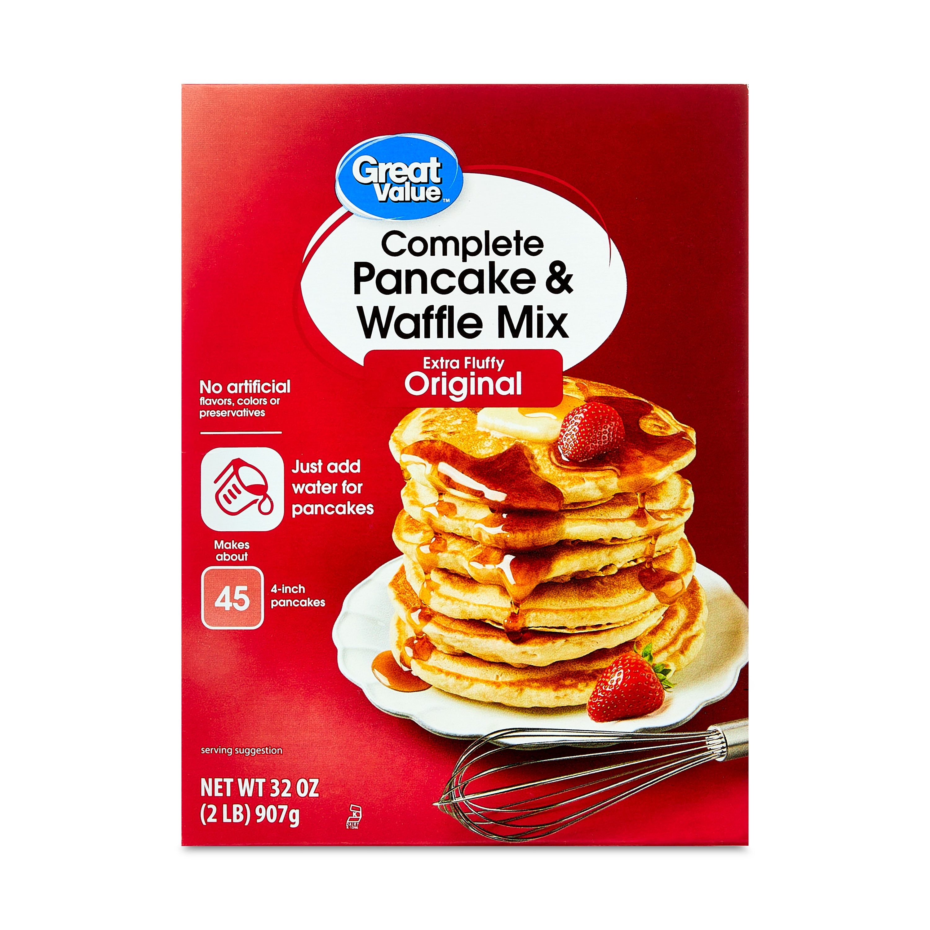 Great Value Extra Fluffy Complete Pancake and Waffle Mix 32 oz for Light  Fluffy Breakfast - Walmart.com
