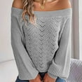 thumbnail image 5 of IROINNID Women's Knit Long Sleeve Off-The-Shoulder Sweater Ladies Casual Relaxed Fit Solid Fall Tops,Gray, 5 of 8