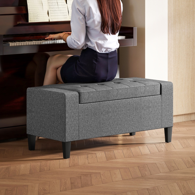 Alvantor Storage Bench with Lift Top, Linen Upholstered Entryway Seat 36.25"x15.75"x15.75" Gray