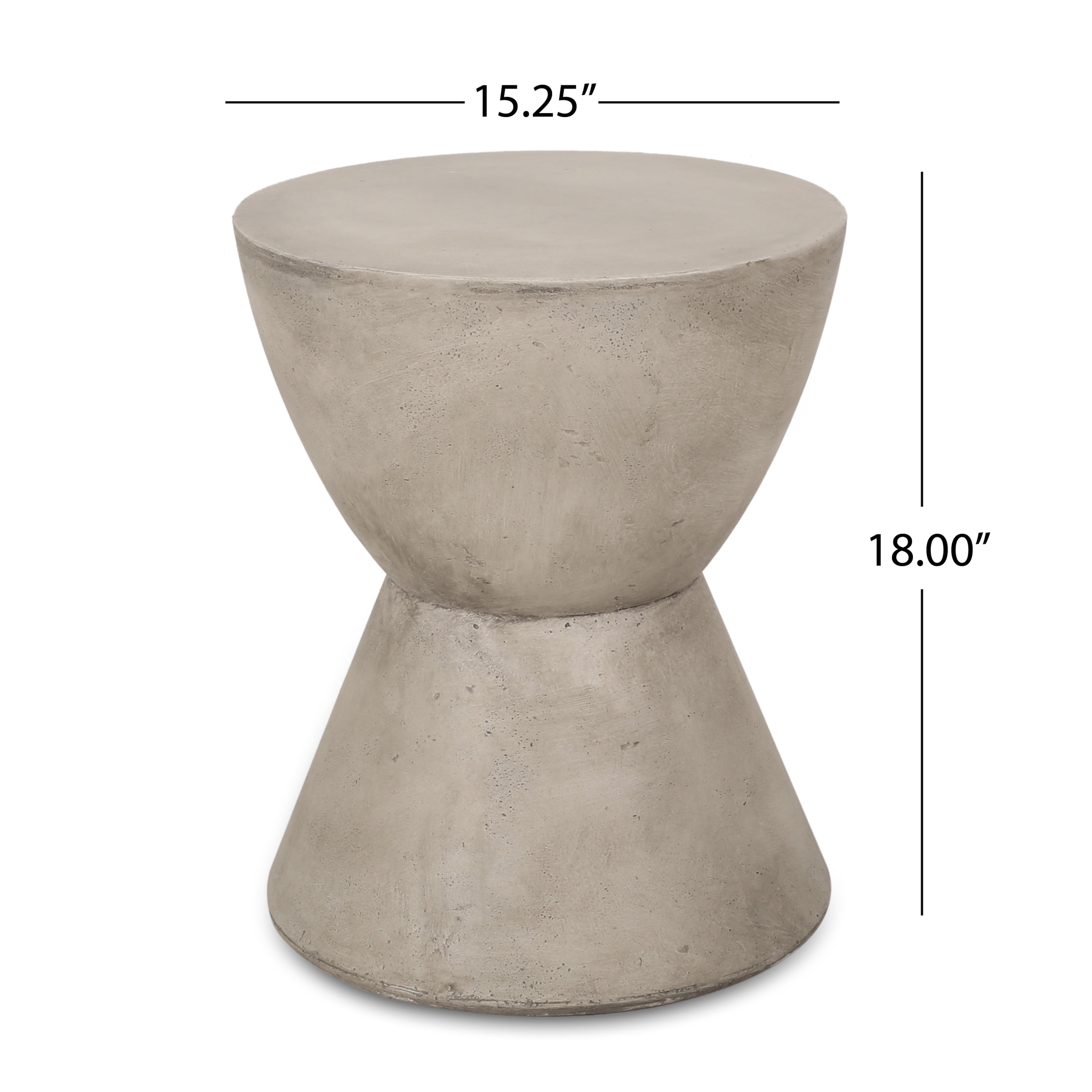 Outdoor Lightweight Concrete End Side Table for Patio Balcony Garden, Light Gray