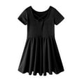 thumbnail image 5 of XXWXYD Girls Twirl Skater Dress Short Sleeve A-Line T-Shirt Dress Elegant Summer School Outfit Stretchy Comfort 4-12 Years, 5 of 5