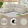 thumbnail image 3 of 87" W Sectional Sleeper Couch with Storage, 2 in 1 Pull-Out Sofa Bed with Storage Ottoman, L-Shape Linen Corner Sofa & Couches with Chaise for Living Room Small Apartment, 3 of 9