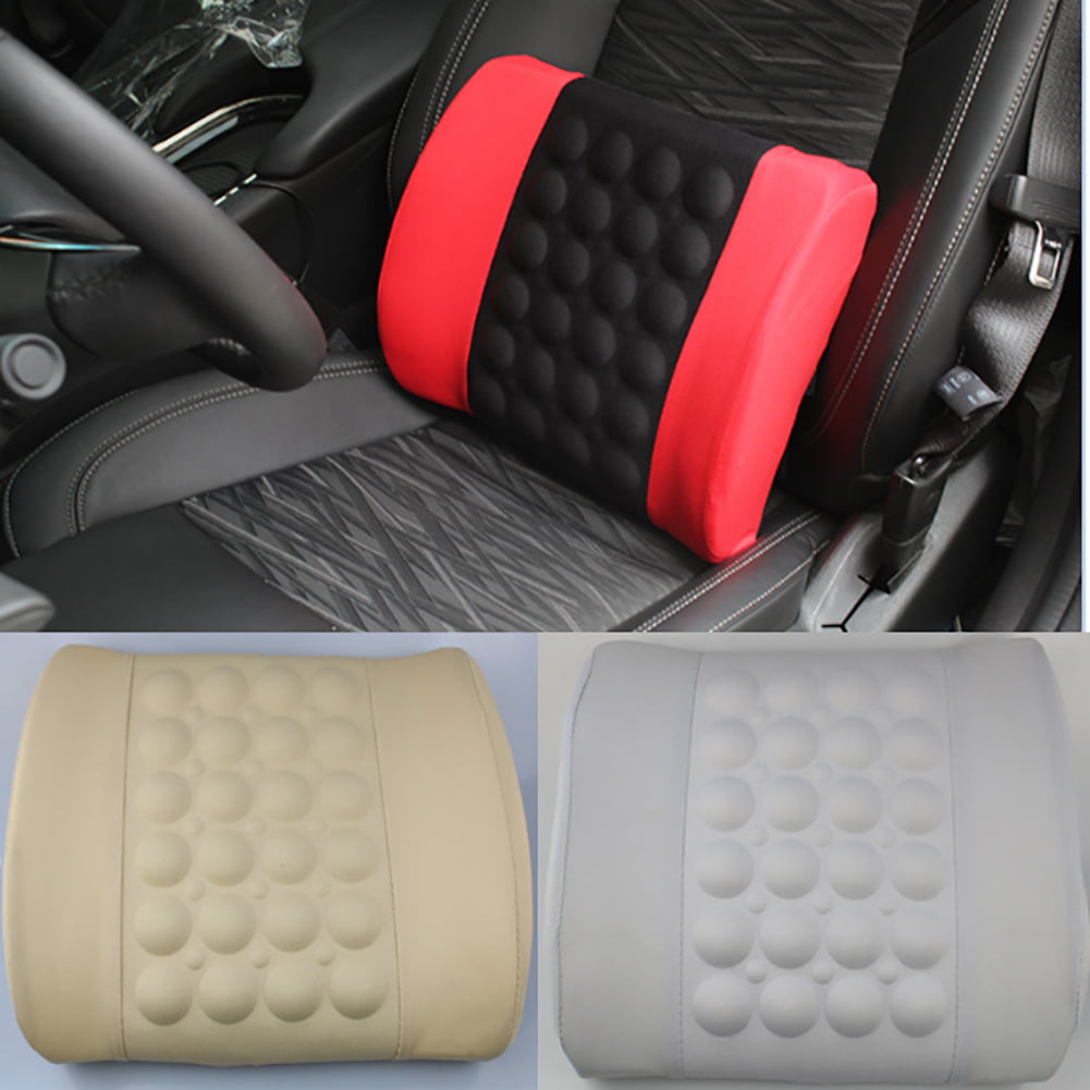 Fairnull Adjustable Electric Massage Car Seat Soft Waist Lumbar Support Pillow Cushion, Size: 37, Black
