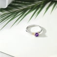 thumbnail image 4 of Gem Stone King 925 Sterling Silver and 10K Yellow Gold Purple Amethyst Solitaire Engagement Ring for Women (0.48 Cttw, Round 5MM, Gemstone February Birthstone, Size 8), 4 of 4