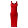 thumbnail image 5 of YuXingFu Wedding Guest Dresses for Women Maxi Crew Neck Plus Size Womens Dress Sleeveless Solid Color Slim Fit Long Casual Summer Red XXL, 5 of 7