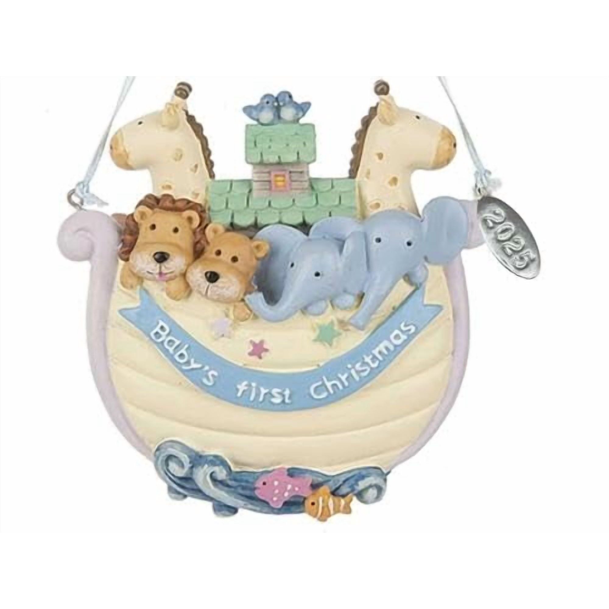 Babys First Christmas Ornament 2025, Baby Ornament Noahs Ark - Can Be Personalized with Baby's Info - Comes in A Gift Box So It's Ready for Giving