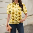 thumbnail image 2 of NAMTYQX Tshirts Shirts for Women Soft Womens Bowling Shirt Lapel Casual Lounges Short Sleeve Yellow Size 3XL, 2 of 5