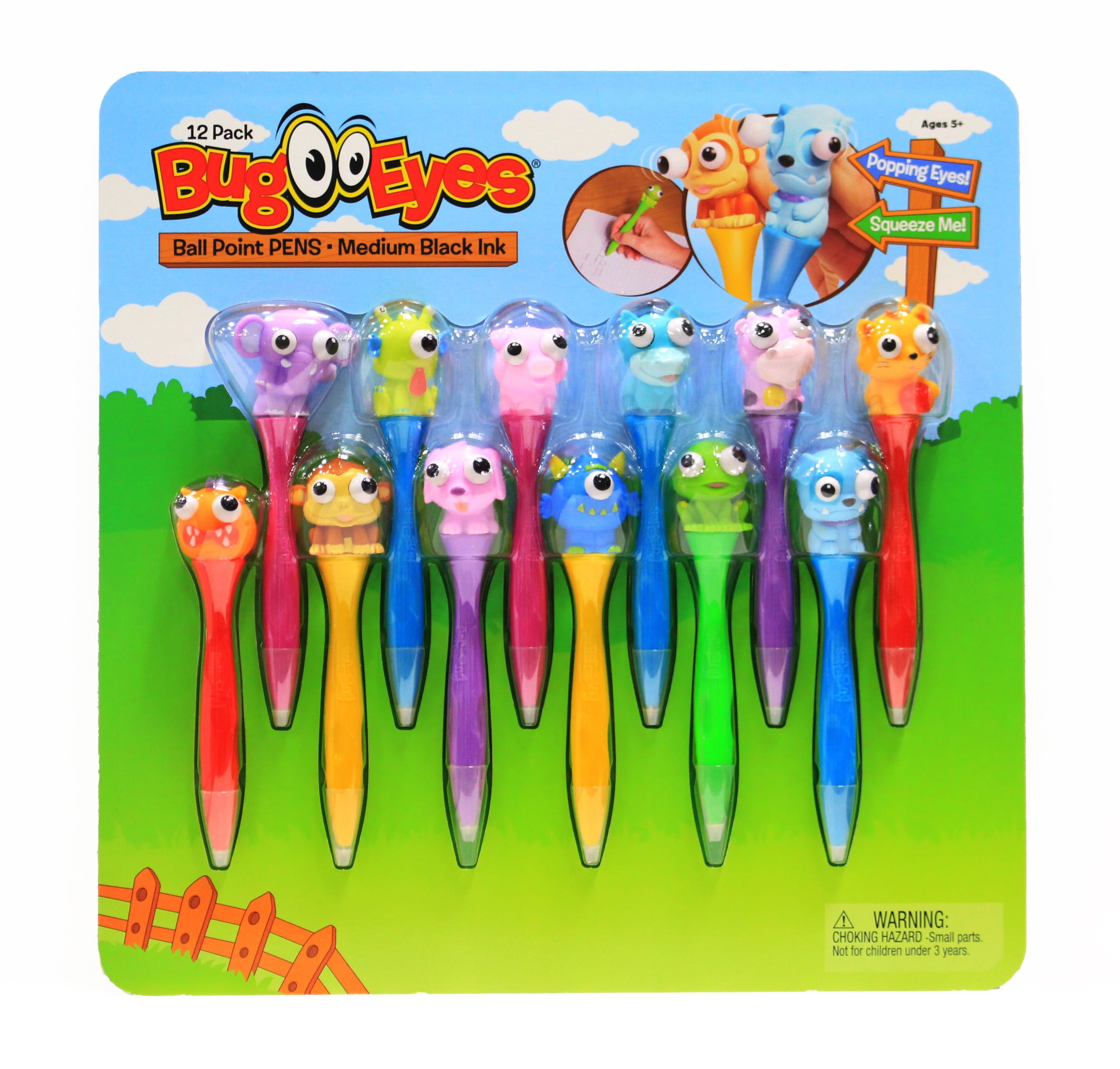 Inkology Bug Eye Pens, Assorted Colors, 12 Ct