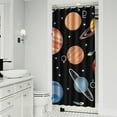thumbnail image 2 of Cute Celestial Shower Curtain Space Geek Theme with Rocket Alien Spacecraft Quick-Dry Fade-Resistant Fabric, 2 of 5