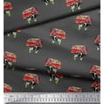 thumbnail image 2 of Soimoi Gray polyester Crepe Fabric Barn & Cow Farm Printed Fabric 1 Yard 52 Inch Wide, 2 of 3