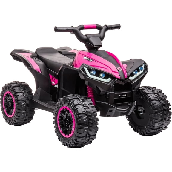 12V Electric Ride On ATV Quad, Battery Powered Vehicle with Remote, LED Lights, Music, Horn, 2 Speeds, EVA Tires, Suspension, 66 lbs Capacity, for Ages 3-8,Pink