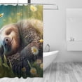 thumbnail image 2 of Rateoe Daisy Sleeping Sloth Shower Curtain - Fancy Bathroom Shower Curtain Sets - Waterproof Shower Curtain with Hooks with 12 Plastic Hooks 72x72 Inches, 2 of 5