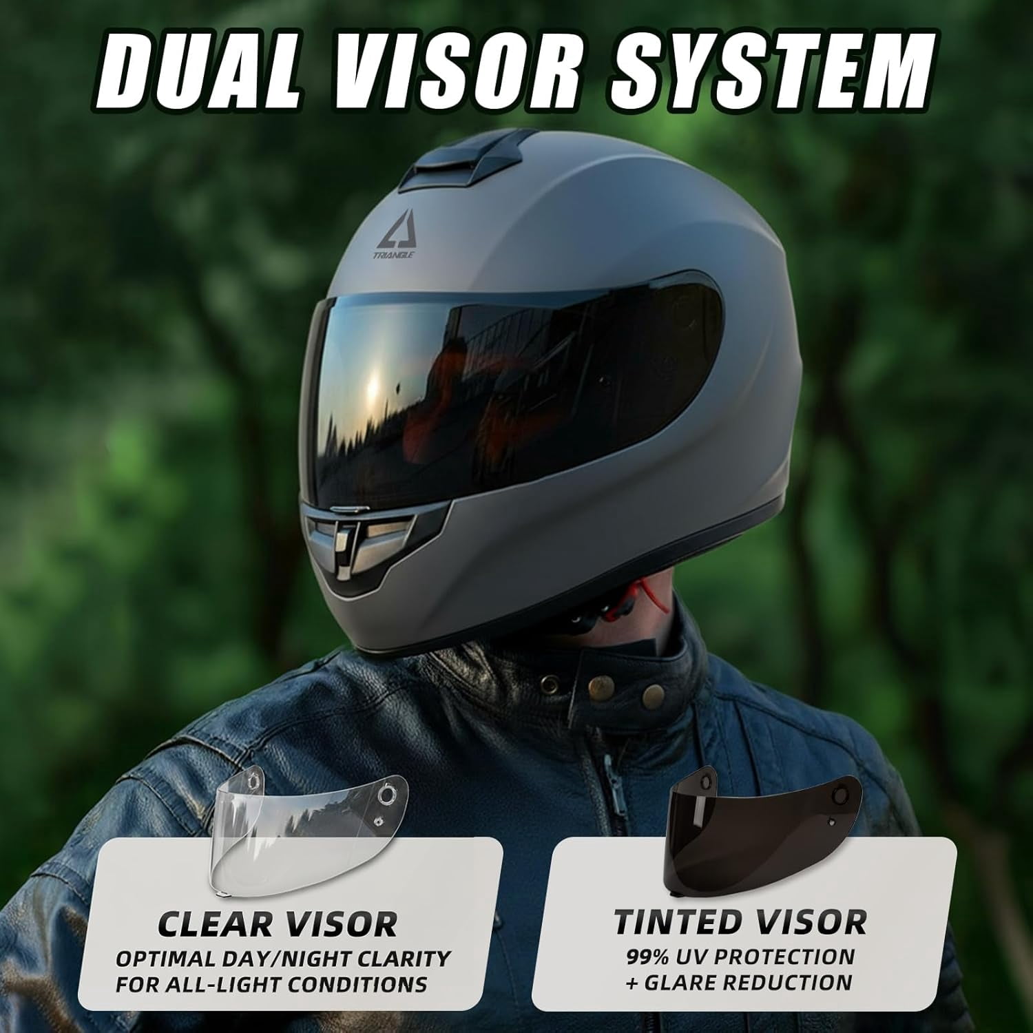 Motorcycle Helmets Full Face Motorcycle Helmet for Men & Women with Tinted and Clear Visor Meet Dot Approved