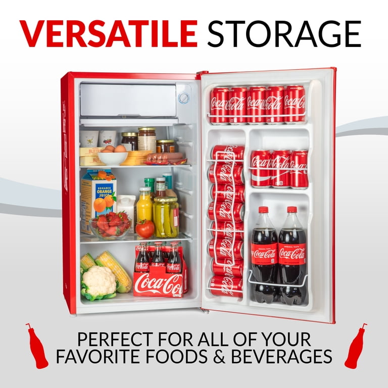 Coca-Cola Classic 3.2 Cu. Ft. Fridge for Dorm Room with Snacks