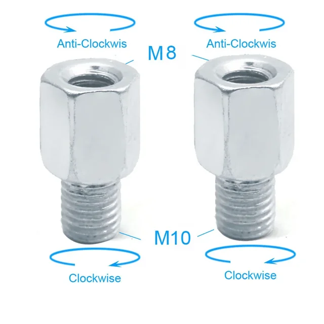 2pcs Scooter Motorcycle Rear Mirror Adapters M10 10MM M8 8MM 6MM Clockwise Anti-clockwise Right Left hand thread Changing Screw