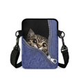 thumbnail image 2 of FUIALDOLG Peeking Tabby Cat Design Cell Phone Bag Case Stretch Polyester Crossbody Bag for Women, Lightweight Portable Crossbody Purse, 2 of 8
