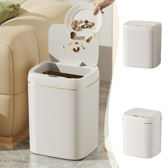 Smart Sensor Trash Can, Odor-Proof Kitchen Trash Can & Bathroom Garbage Bin with Lid, Auto-Open Small Trash Can for Home Office Bedroom Living Room, White - Xuniizn