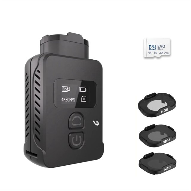 Cámara de Acción FPV Grabadora Antivibración 4K 30FPS 2,4G WiFi Cámara Deportiva de Acción + Juego de Filtros ND para Pesca con Drones FPV, con SD