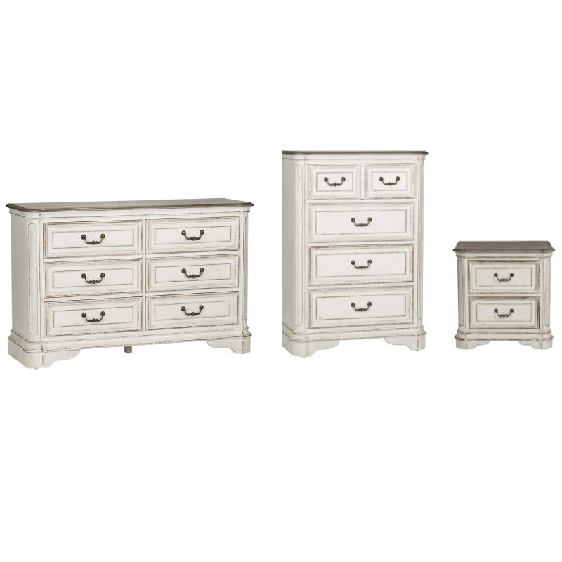 3 Piece Rustic Farmhouse Set With Dresser With Chest And