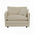 thumbnail image 3 of Modern Chenille Armchairs Set of 2, 85×80×75cm, Beige, Sturdy Solid Wood Frame with High-Quality Sponge and Breathable Fabric, 3 of 9