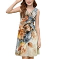 thumbnail image 4 of CCRFTGI Dresses for Children Girls Size 7 Cute Casual Floral Print A-Line Dress Holiday Sleeveless Button V Neck Girls Dresses Summer Stylish Dress for Girls Yellow 9-10 Years, 4 of 5