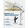 thumbnail image 2 of 10FT Solar-Powered Cantilever Umbrella with Cross Base – Infinite Tilt Offset Market Design, Built-in Solar Lights for 24H Outdoor Use, 2 of 7