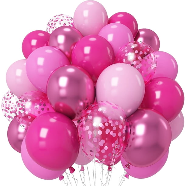Pink and Green Balloons Retro Sage Green Pink Metallic Gold Confetti Balloons Olive Green Gold Pink Beige Latex Balloon for Easter Jungle Safari Christmas Woodland Birthday Party Decorations,Hot Pink