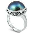 thumbnail image 4 of Dark Simulated Pearl Ring .925 Sterling Silver Band Jewelry Female Male Unisex Size 7, 4 of 4