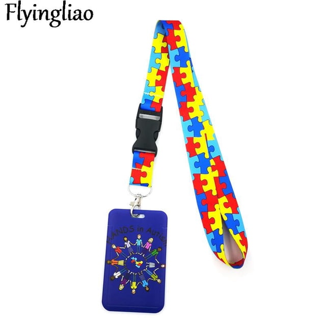 Autism pattern Key lanyard Car KeyChain ID Card Pass Gym Mobile Phone Badge Kids Key Ring Holder Jewelry Decorations Card Holder 11